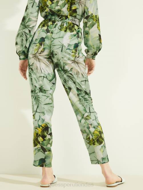 GUESS pantalones eco viola estampados mujer 0P8X2423 estampado de hoja de plátano vestir