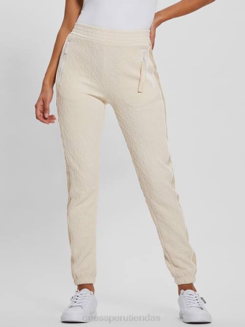 GUESS pantalones largos darla con logo mujer 0P8X2057 jacquard beige vestir