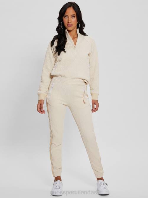 GUESS pantalones largos darla con logo mujer 0P8X2057 jacquard beige vestir