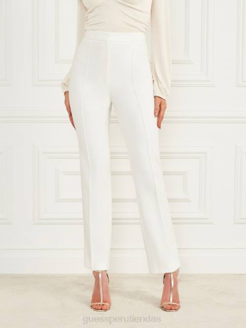 GUESS pantalones logan de pernera recta mujer 0P8X2110 perla pálida vestir