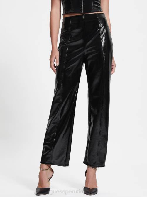 GUESS pantalones monica de piel sintética mujer 0P8X2220 negro azabache multicolor vestir