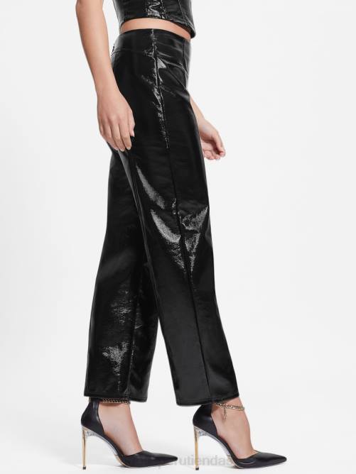 GUESS pantalones monica de piel sintética mujer 0P8X2220 negro azabache multicolor vestir