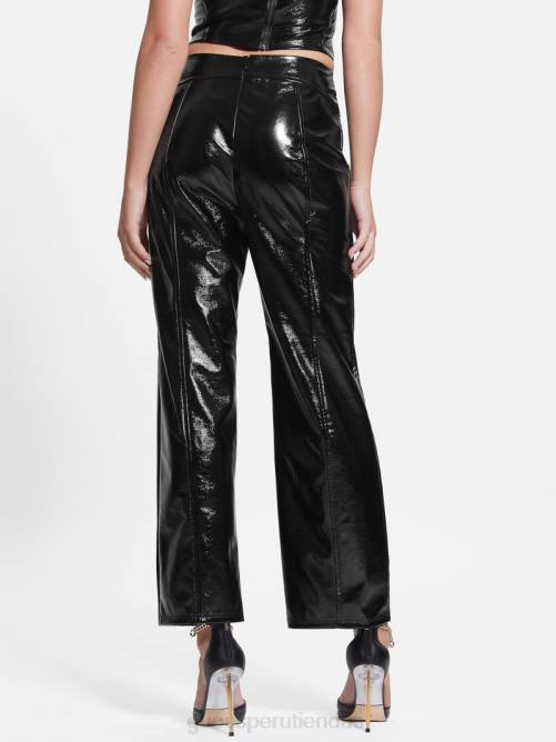 GUESS pantalones monica de piel sintética mujer 0P8X2220 negro azabache multicolor vestir