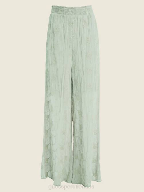 GUESS pantalones palazzo con bordados dexie mujer 0P8X2197 matcha ligero multi vestir