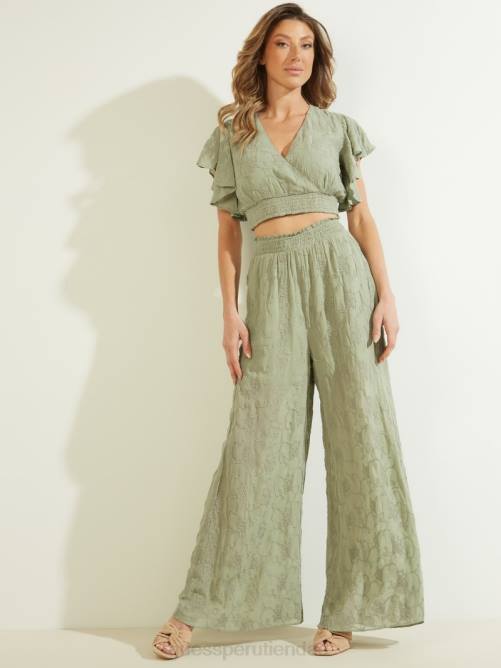 GUESS pantalones palazzo con bordados dexie mujer 0P8X2197 matcha ligero multi vestir