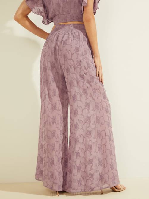 GUESS pantalones palazzo con bordados dexie mujer 0P8X2293 orquídea vanda multi vestir