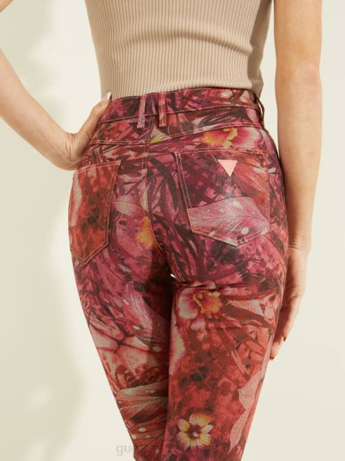 GUESS pantalones pitillo tropicales 1981 mujer 0P8X256 batik estampado tropical rosa vestir