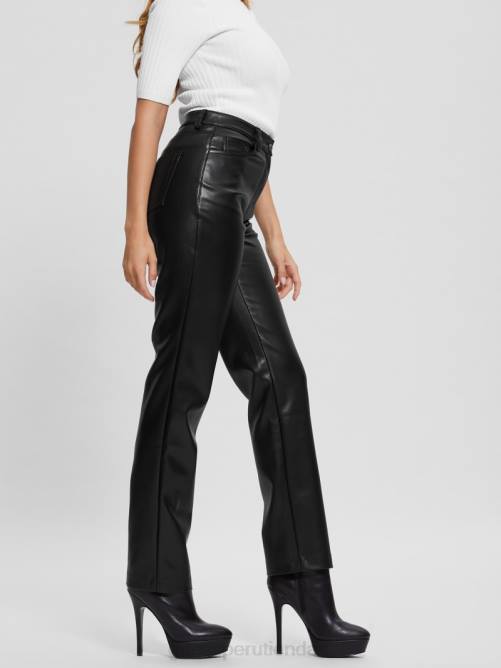 GUESS pantalones rectos kelly de piel sintética mujer 0P8X2025 negro vestir