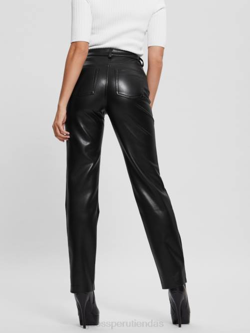 GUESS pantalones rectos kelly de piel sintética mujer 0P8X2025 negro vestir