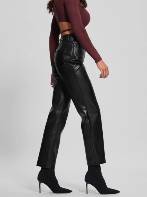 GUESS pantalones rectos kelly de piel sintética mujer 0P8X2025 negro vestir