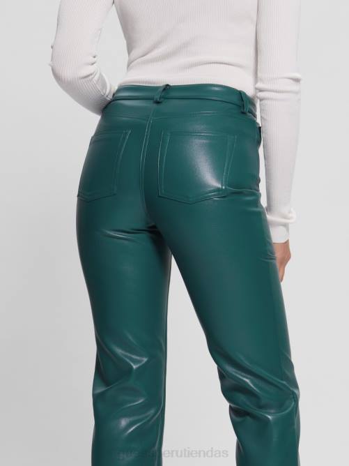 GUESS pantalones rectos kelly de piel sintética mujer 0P8X2209 real verde azulado multicolor vestir