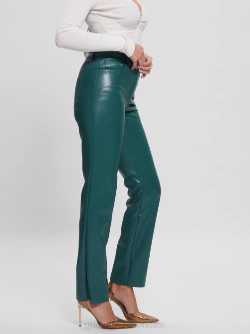 GUESS pantalones rectos kelly de piel sintética mujer 0P8X2209 real verde azulado multicolor vestir