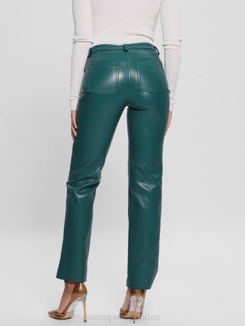 GUESS pantalones rectos kelly de piel sintética mujer 0P8X2209 real verde azulado multicolor vestir
