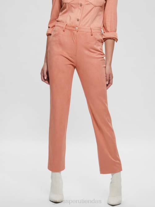 GUESS pantalones rectos kelly mujer 0P8X2227 rosa satinada vestir