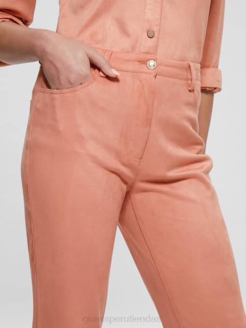 GUESS pantalones rectos kelly mujer 0P8X2227 rosa satinada vestir