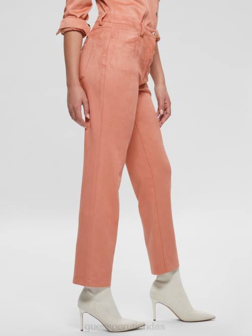 GUESS pantalones rectos kelly mujer 0P8X2227 rosa satinada vestir