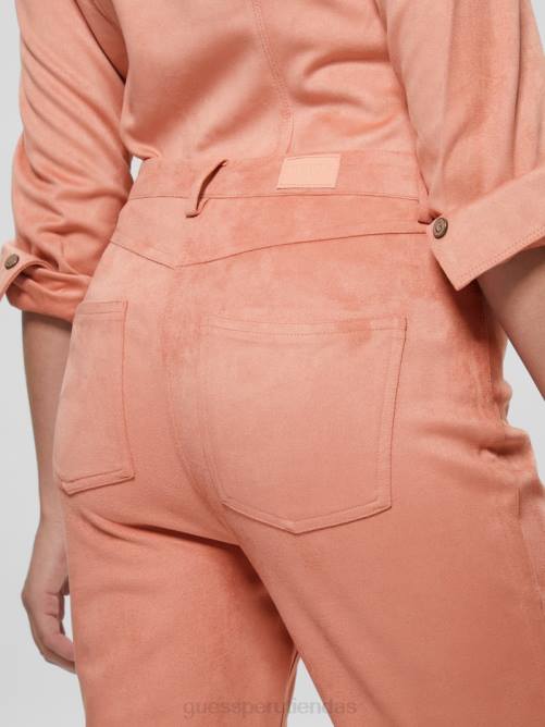 GUESS pantalones rectos kelly mujer 0P8X2227 rosa satinada vestir