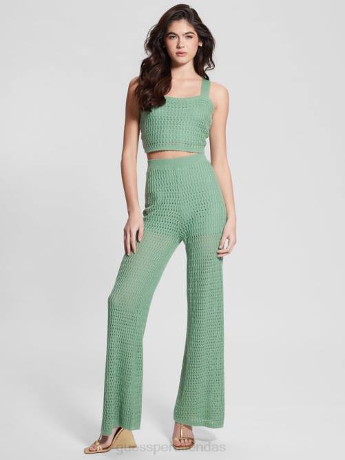 GUESS pantalones tipo suéter anchos yasmina mujer 0P8X2270 verde vital vestir