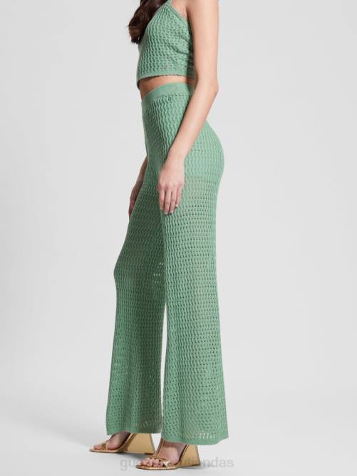 GUESS pantalones tipo suéter anchos yasmina mujer 0P8X2270 verde vital vestir