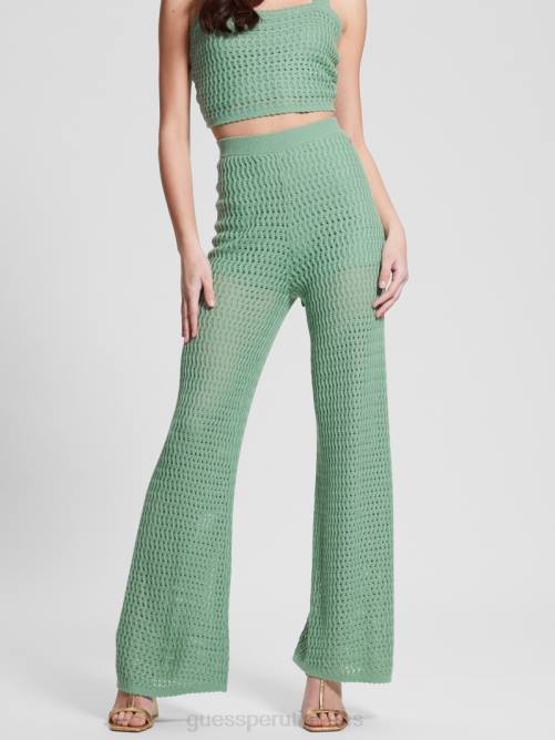 GUESS pantalones tipo suéter anchos yasmina mujer 0P8X2270 verde vital vestir