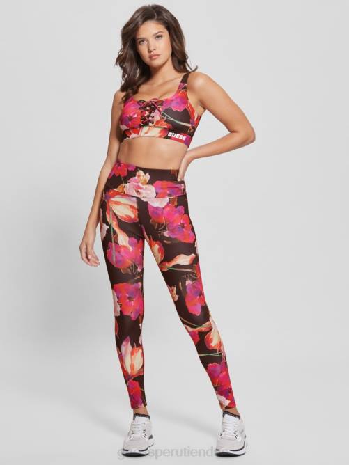 GUESS leggins activos florales eco corine mujer 0P8X2332 flujo macro rosa y negro vestir