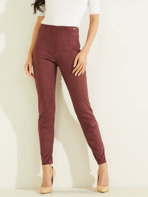 GUESS leggins maya de gamuza sintética mujer 0P8X2266 vino místico vestir