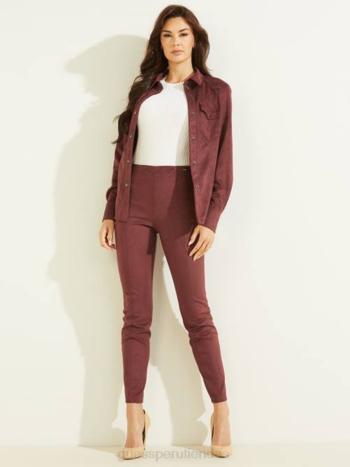 GUESS leggins maya de gamuza sintética mujer 0P8X2266 vino místico vestir