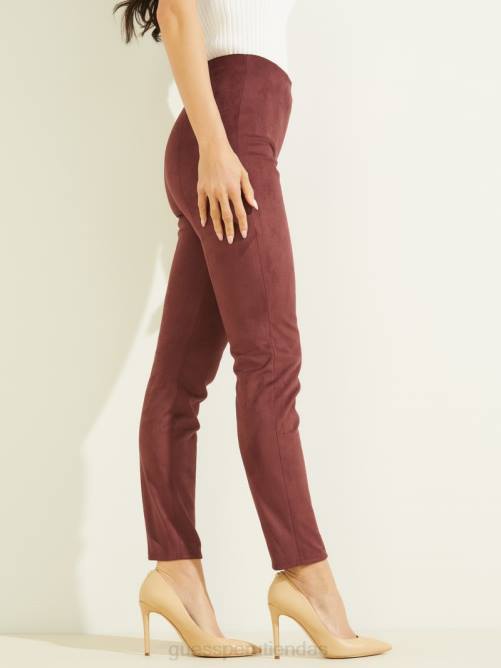GUESS leggins maya de gamuza sintética mujer 0P8X2266 vino místico vestir