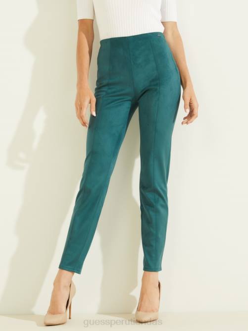 GUESS leggins maya de gamuza sintética mujer 0P8X2370 verde azulado real vestir