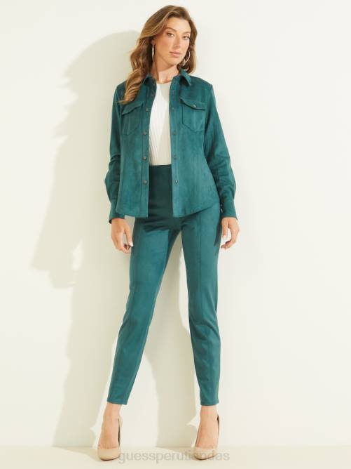 GUESS leggins maya de gamuza sintética mujer 0P8X2370 verde azulado real vestir