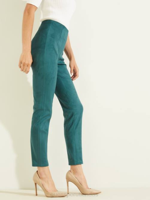GUESS leggins maya de gamuza sintética mujer 0P8X2370 verde azulado real vestir