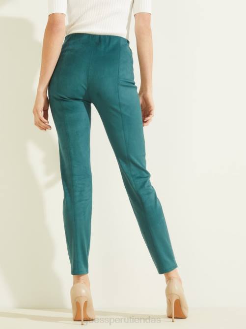 GUESS leggins maya de gamuza sintética mujer 0P8X2370 verde azulado real vestir