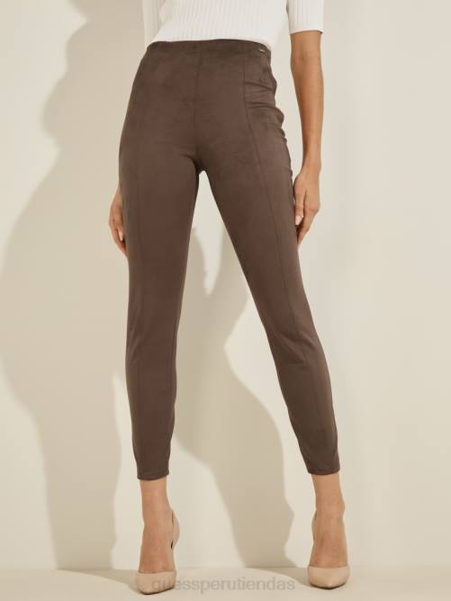 GUESS leggins maya de gamuza sintética mujer 0P8X2427 café oscuro vestir