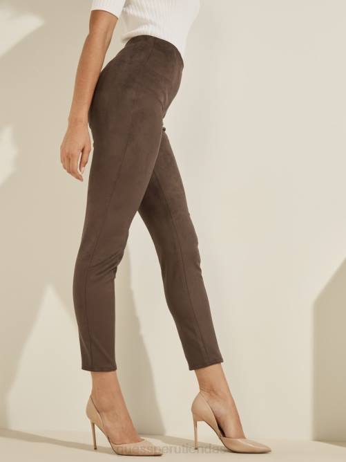 GUESS leggins maya de gamuza sintética mujer 0P8X2427 café oscuro vestir