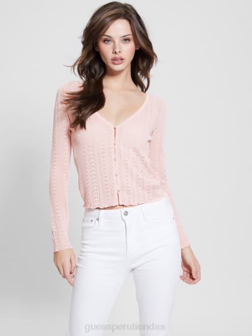 GUESS cárdigan de punto eve mujer 0P8X954 lurex rosa discreto vestir