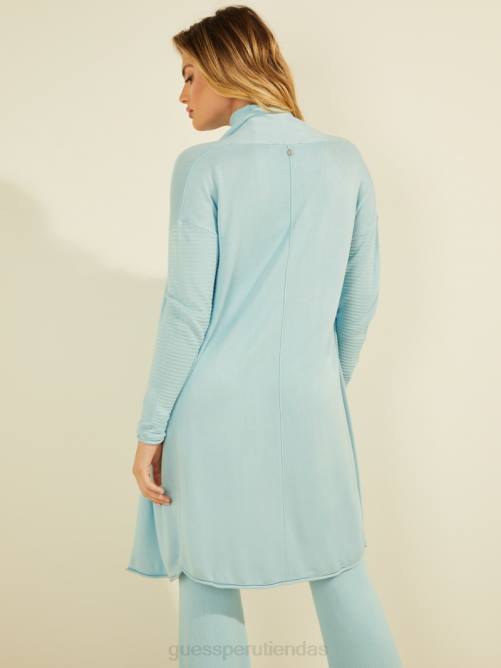 GUESS camille cárdigan con frente abierto mujer 0P8X1586 ondas suaves azul vestir