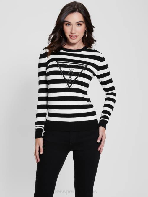 GUESS suéter eco eloise mujer 0P8X1622 rayas blancas y negras vestir
