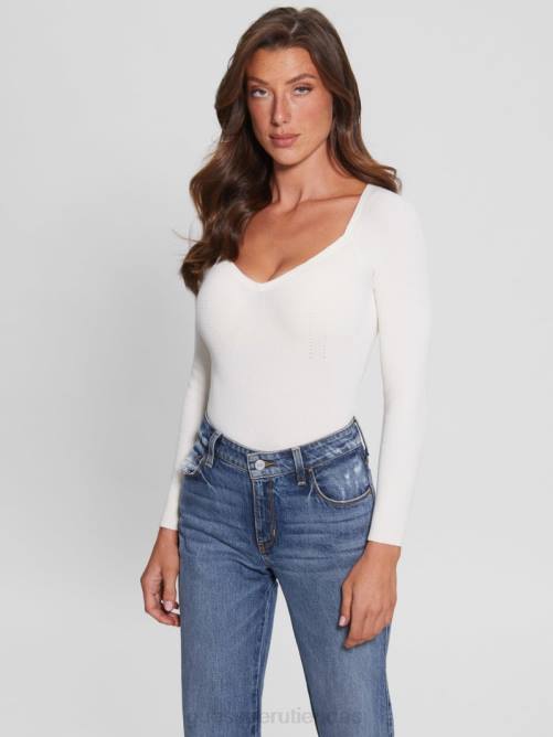 GUESS suéter eco soneto con escote corazón mujer 0P8X1549 paloma blanca vestir