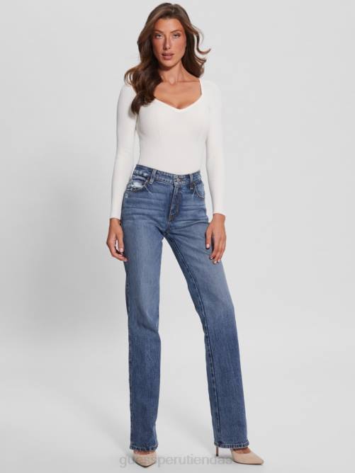 GUESS suéter eco soneto con escote corazón mujer 0P8X1549 paloma blanca vestir