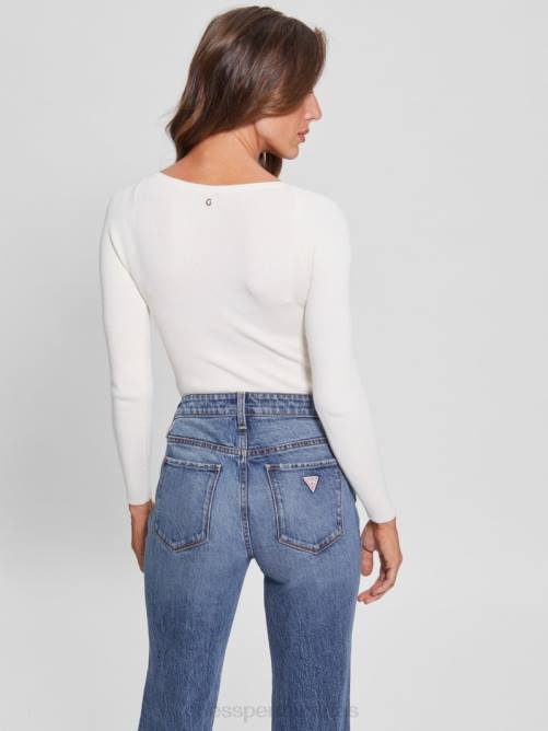 GUESS suéter eco soneto con escote corazón mujer 0P8X1549 paloma blanca vestir