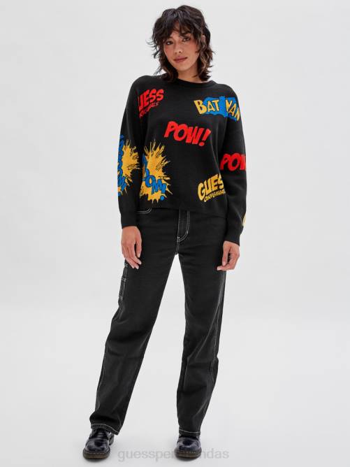 GUESS suéter jacquard originals x batman mujer 0P8X1345 negro vestir