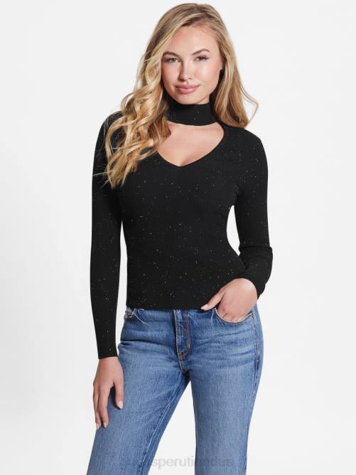 GUESS suéter lea con aberturas y lentejuelas mujer 0P8X1625 negro azabache multicolor vestir