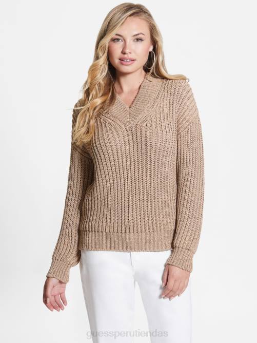 GUESS suéter lise con aberturas mujer 0P8X1556 chai sucio lurex multi vestir
