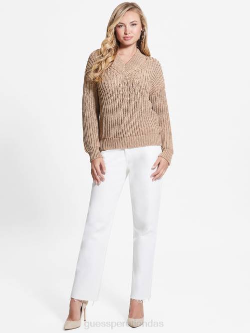 GUESS suéter lise con aberturas mujer 0P8X1556 chai sucio lurex multi vestir