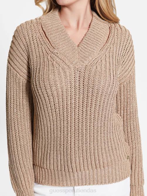 GUESS suéter lise con aberturas mujer 0P8X1556 chai sucio lurex multi vestir