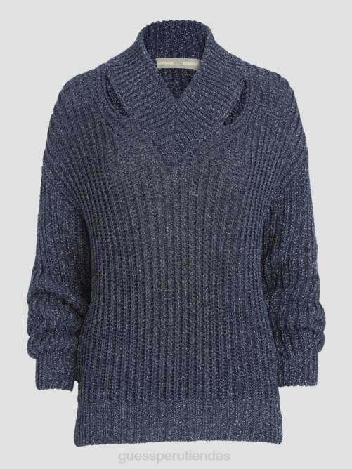 GUESS suéter lise con aberturas mujer 0P8X1597 lurex azul ennegrecido vestir