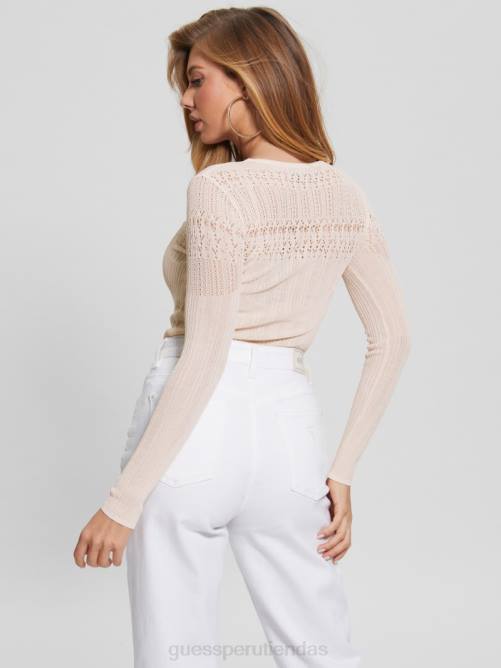 GUESS suéter niky con punto abierto mujer 0P8X1288 piedra apagada vestir