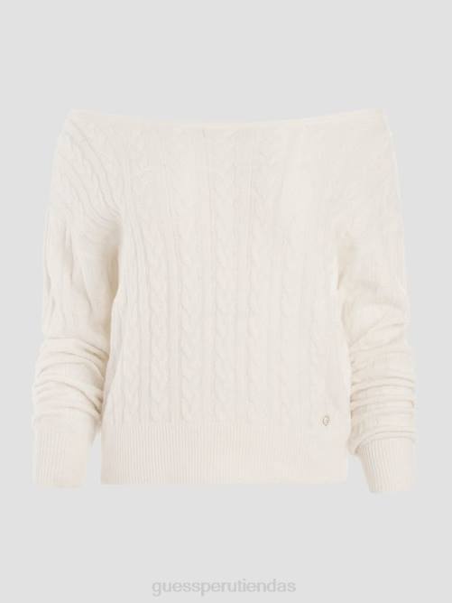 GUESS suéter teresa de punto trenzado mujer 0P8X1563 paloma blanca vestir