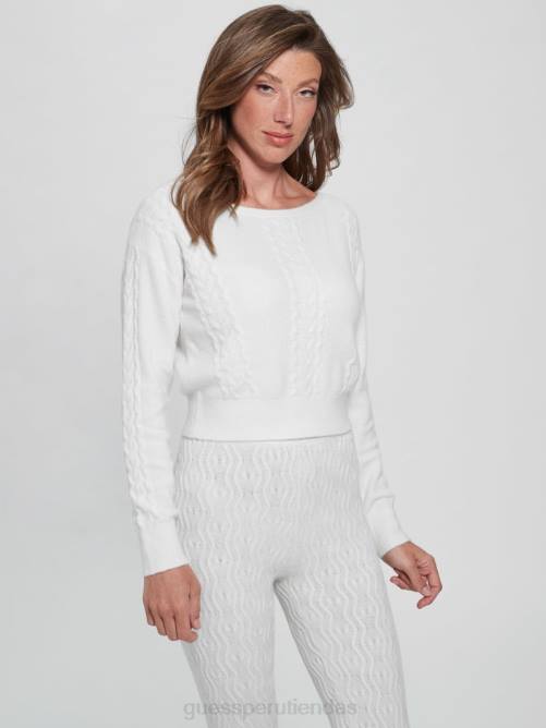 GUESS suéter teresa de punto trenzado mujer 0P8X1563 paloma blanca vestir