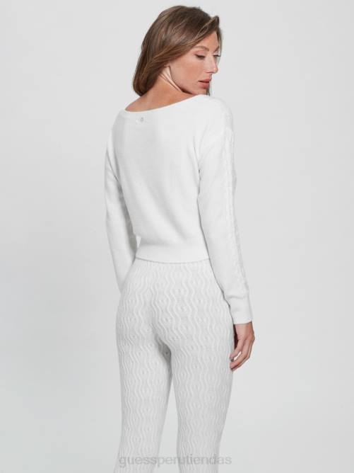 GUESS suéter teresa de punto trenzado mujer 0P8X1563 paloma blanca vestir